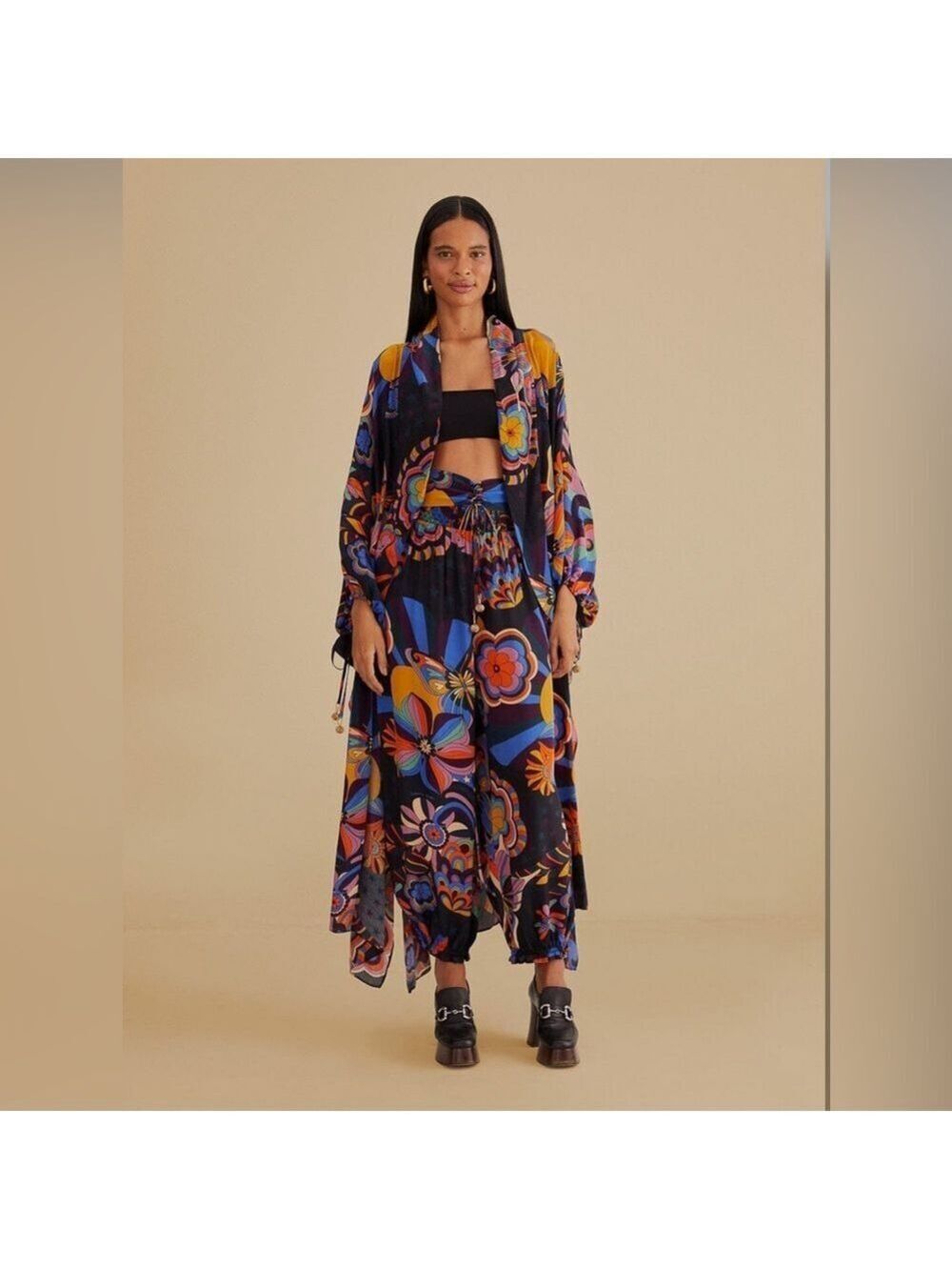 Farm Rio Black 70s Vibe Pants
